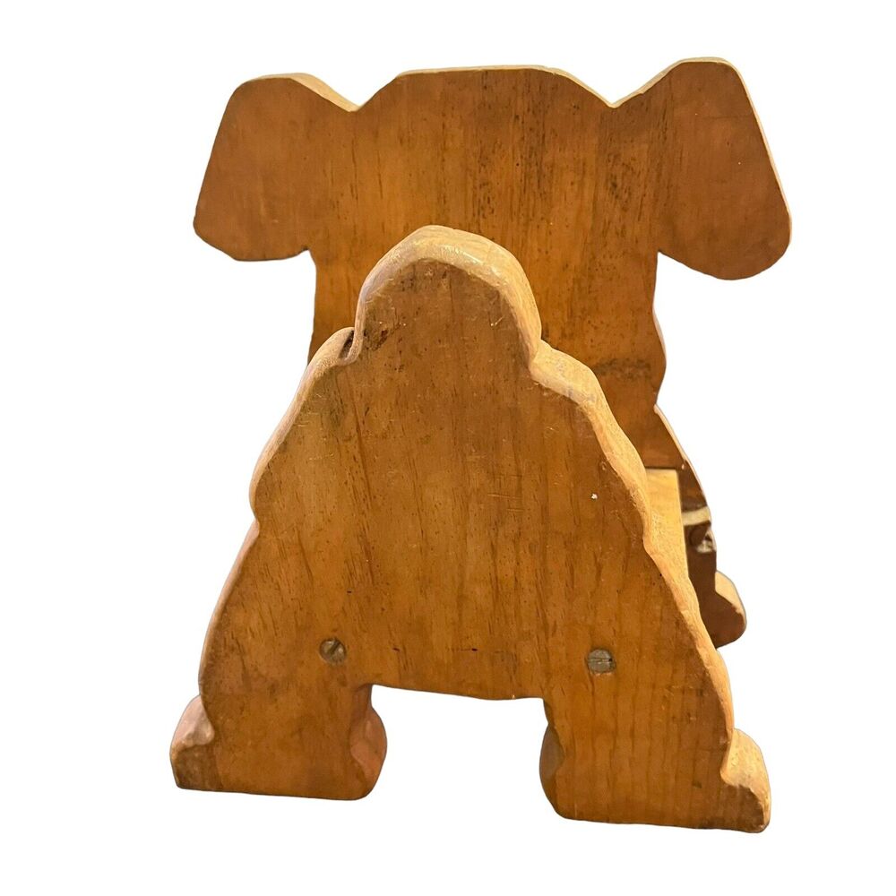 Puppy Dog Wood Napkin Mail Holder Handmade Primitive Folk Art Country Farmhouse - Picture 3 of 9